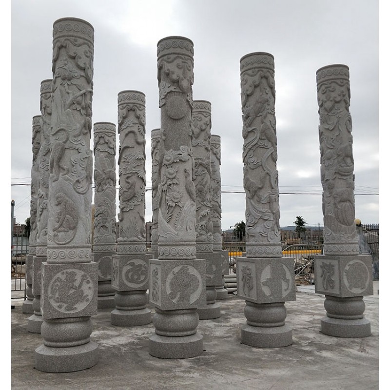 Natural Granite Carve Stone Cultural Column