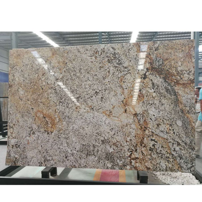 Factory High Polished South India Yellow River Granite Polished Slab Price