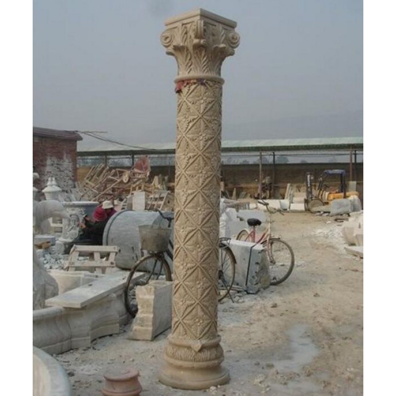 Hand Carved China Beige Marble Column Pillar