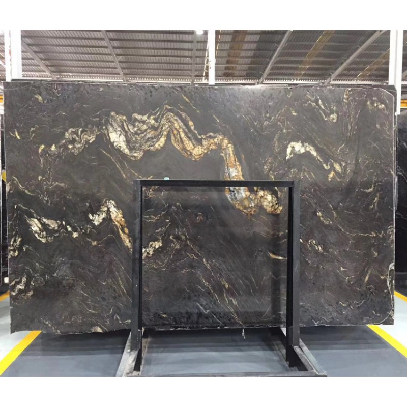 Cosmic Gold Black Marble With White Veins