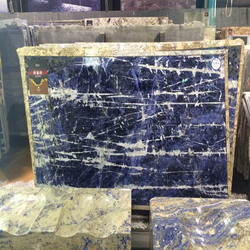 Polished Sodalite Blue Marble For Sale