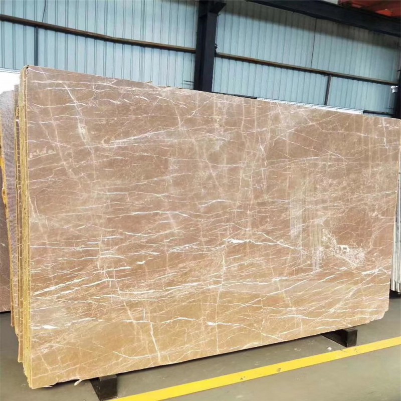 Polished Coffee Brown Marble With White Veins