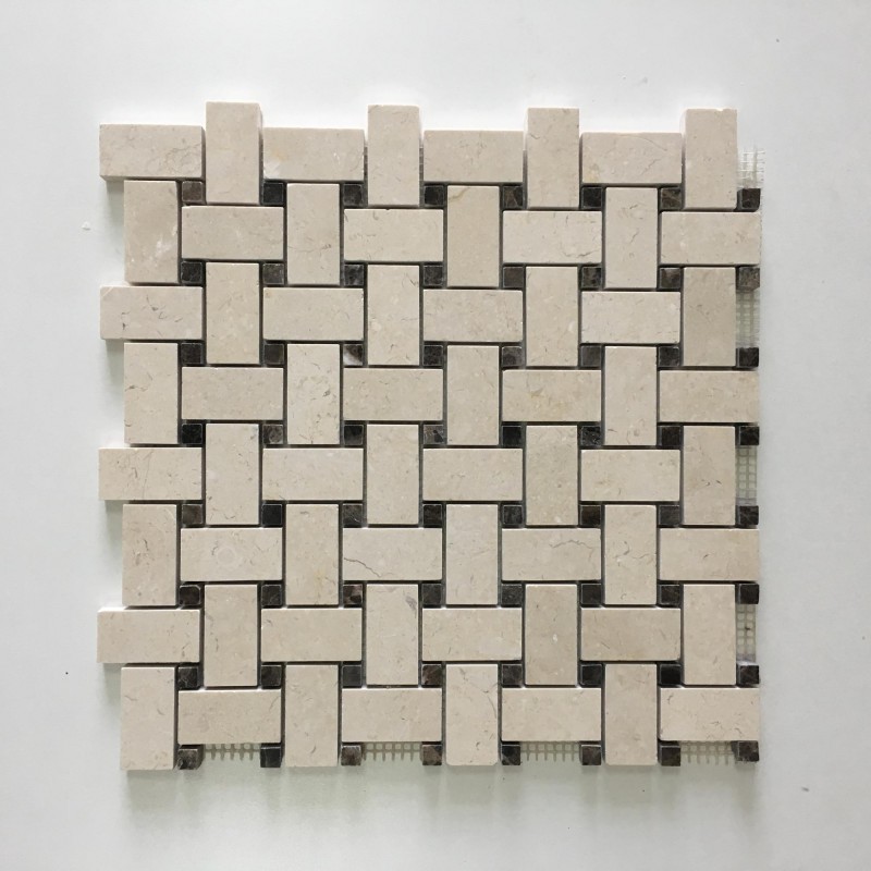 Basket Weave Beige Marble Mosaic Tiles 24x24