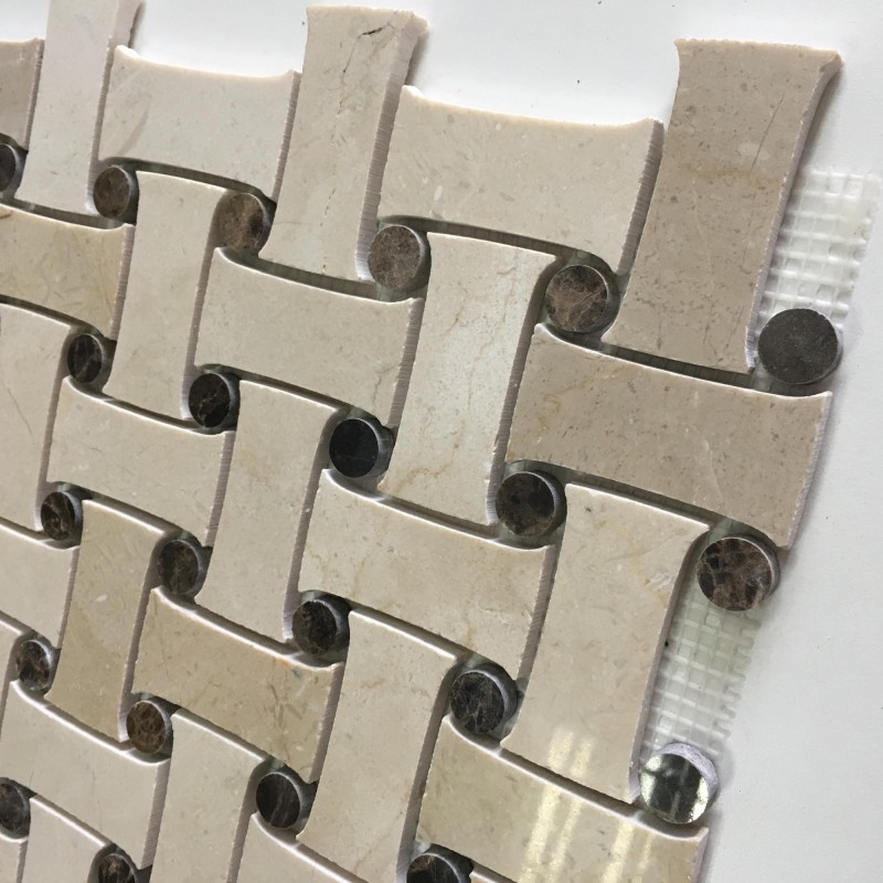 Basket Weave Beige Marble Mosaic Tiles 24x24