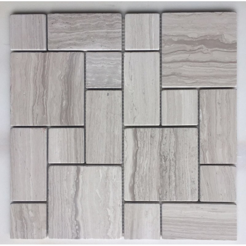 Best Selling Wooden Color Square Shape Natural Stone Marble Mosaic Tile For Wall And Floor Decoration