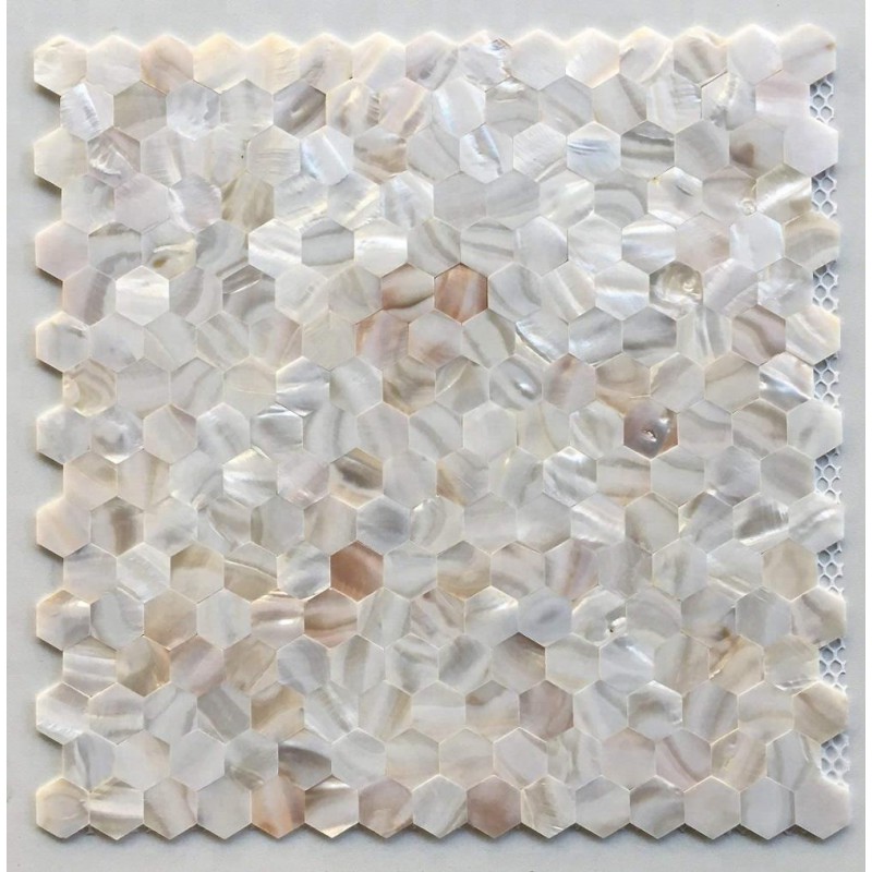 Natural Shell Shaped Wall Tiles Hexagon Mosaics Backsplash