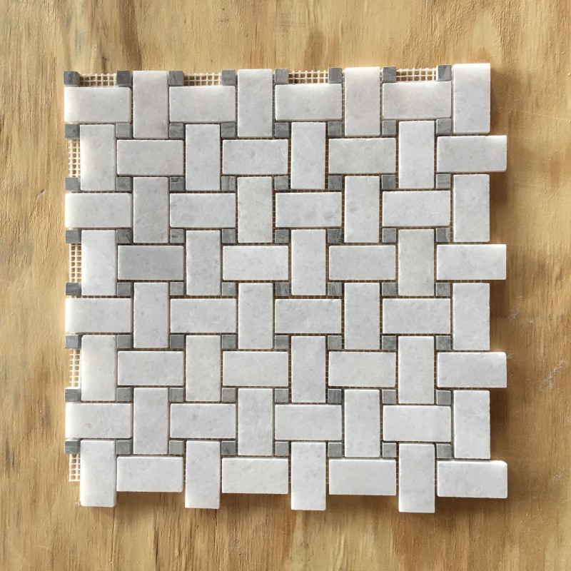 Knit Pattern Diamond White Marble Mosaic