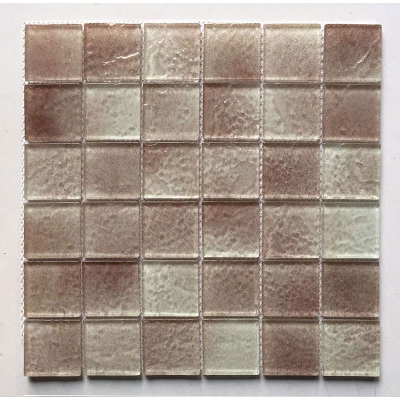 Texture Surface 6mm Thickness Gradual Brown Color Glass Mosaic Tile