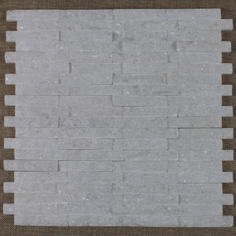 China Pure Crystal White Marble Mosaic Tile For Backsplash Split Face Finished