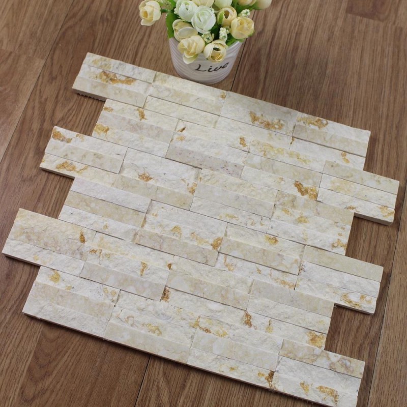 Natural Stone Strip Split Design Mosaic Tile Panel For Wall Decorative