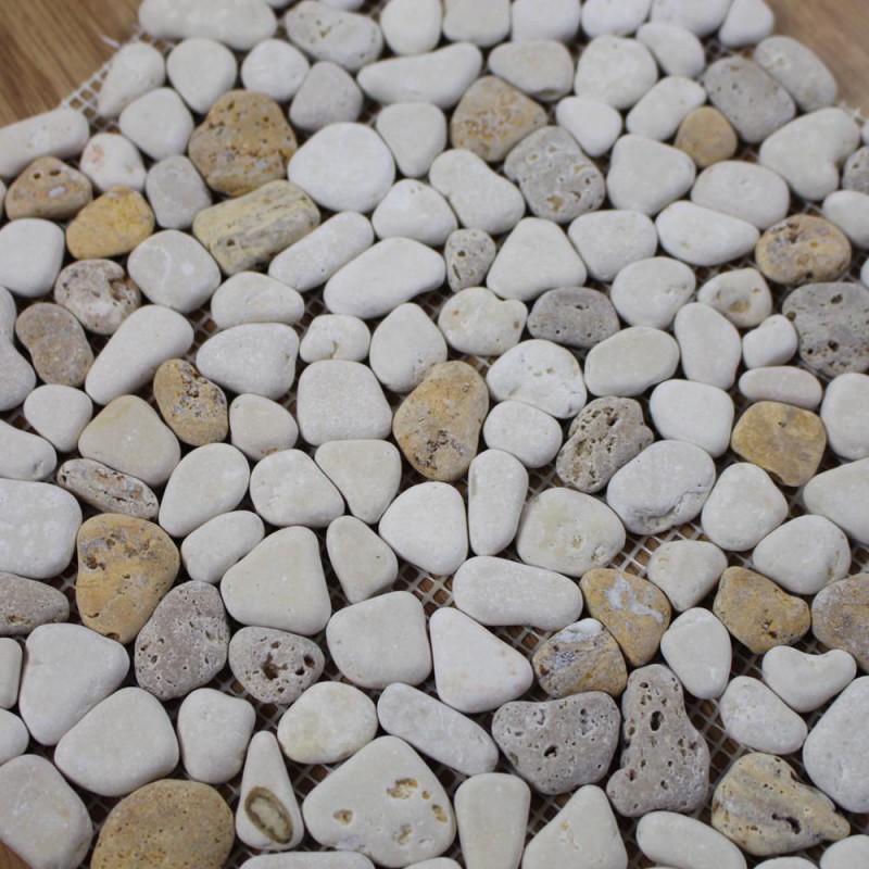 Tumbled Travertine Tile Natural Pebble Mosaic With Cheap Price