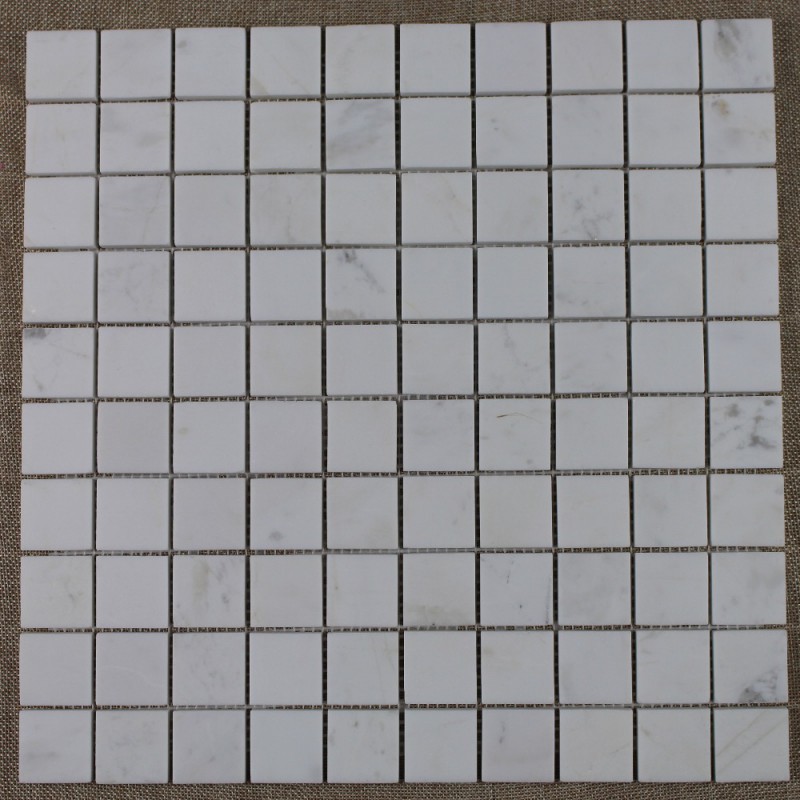 Volakas White Stone Bathroom Tile Floor Square Mosaic Honed