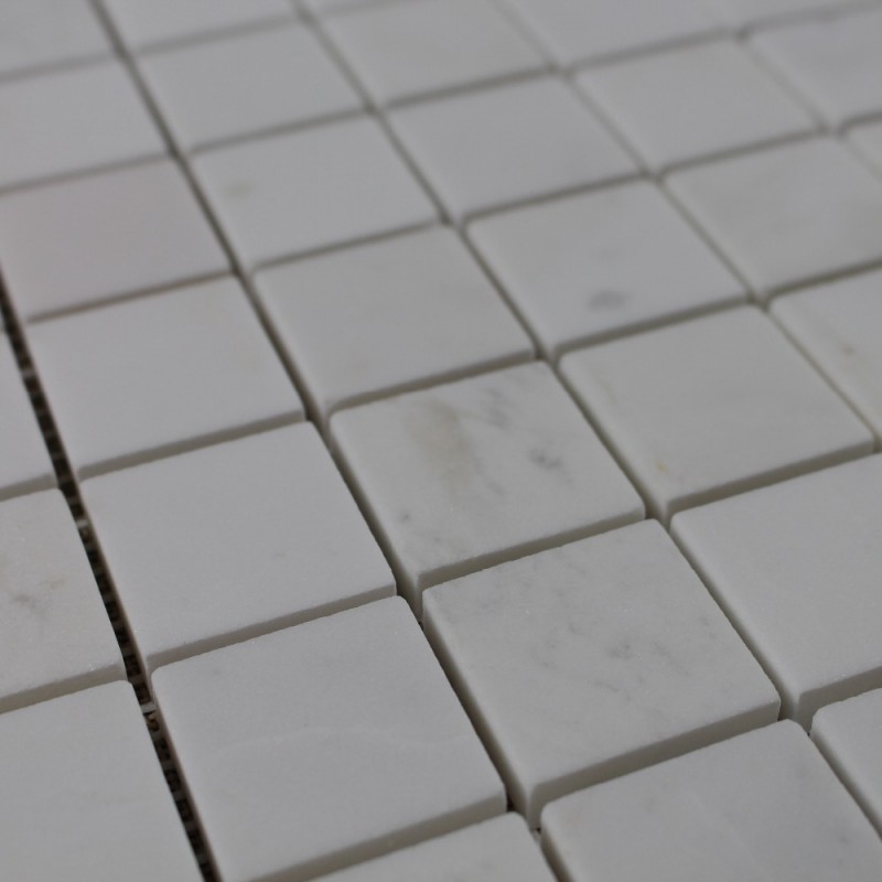 Volakas White Stone Bathroom Tile Floor Square Mosaic Honed