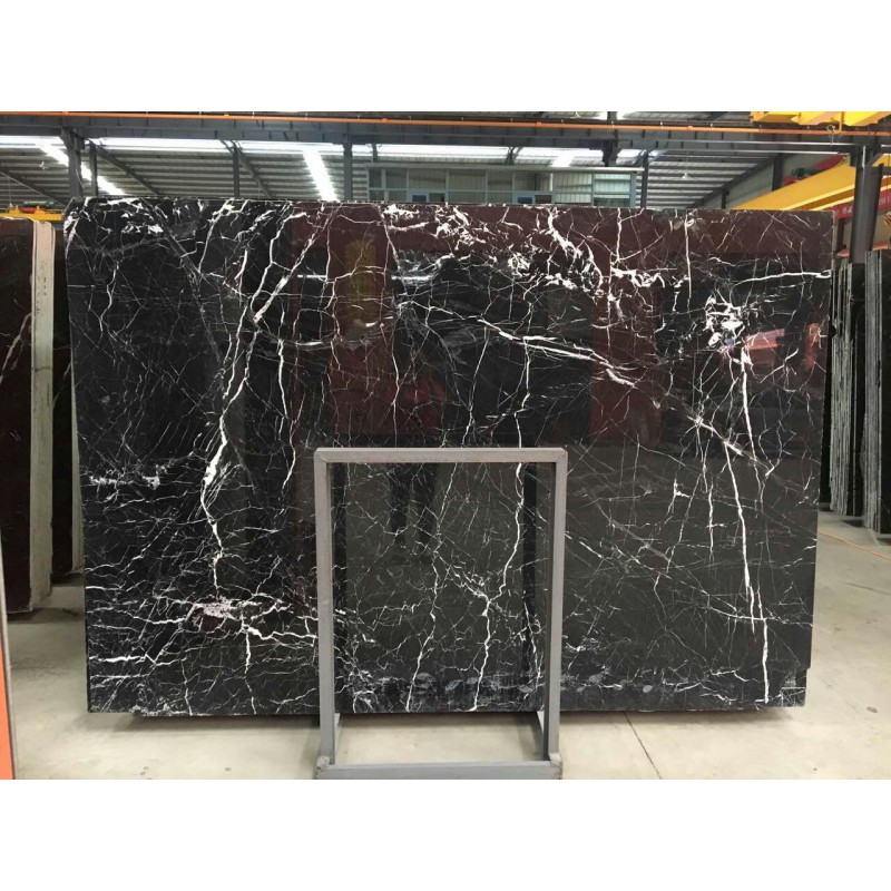 Black Marquina Slabs And Cut To Sizes Black Marble With White Veins For Interior Floor And Wall