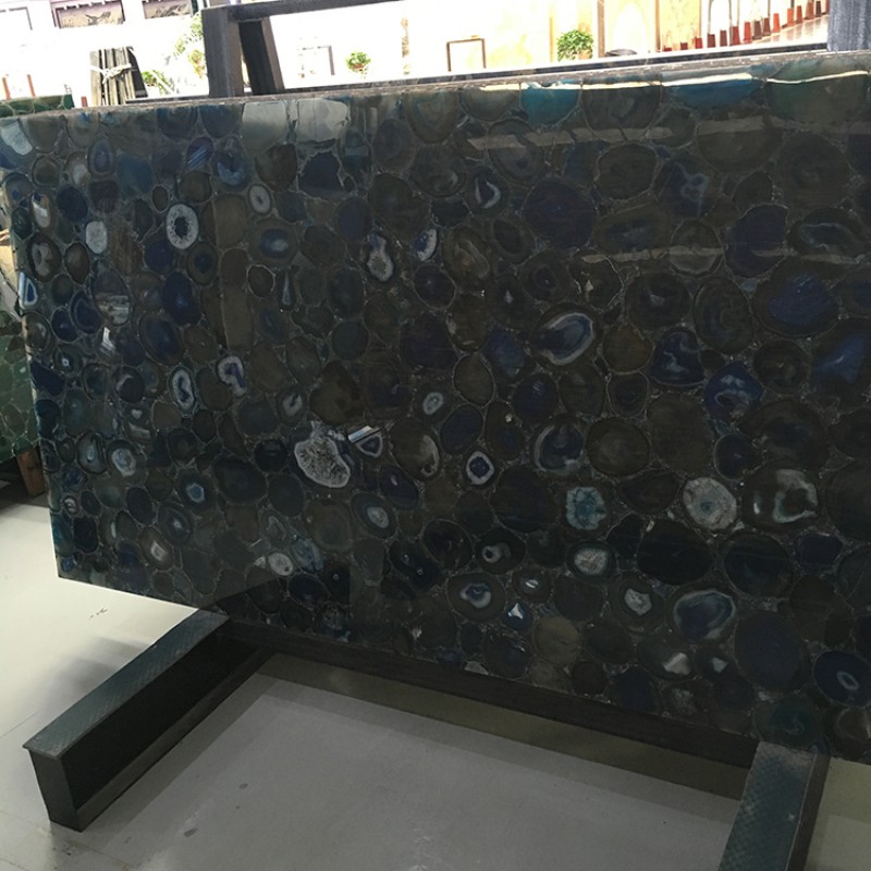 Chinese Wholesaler Blue Agate Onyx Customized Stone