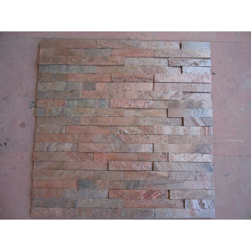 Copper Slate Stone Wall Panel, Wall Cladding Red Mica