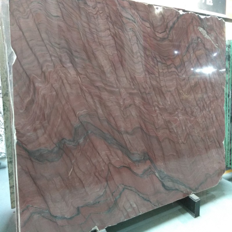 Ripple Wave Dark Red Onyx Slab