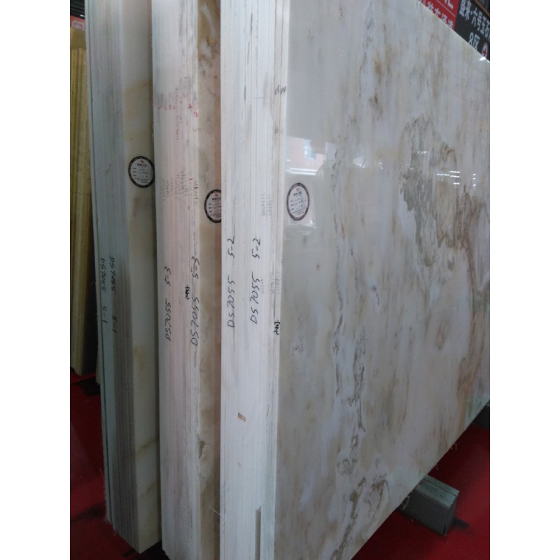 White Onyx Slab With Brown Veins