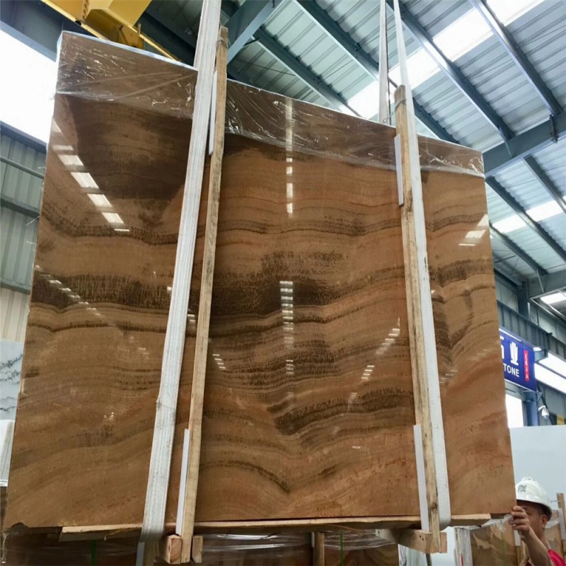 Big Size Yellow Wooden Marble Slab