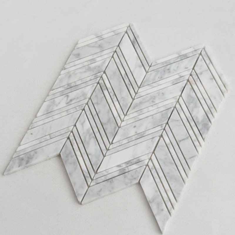 Best Quality Cheap Herringbone Carrara White Stone Marble Mosaic