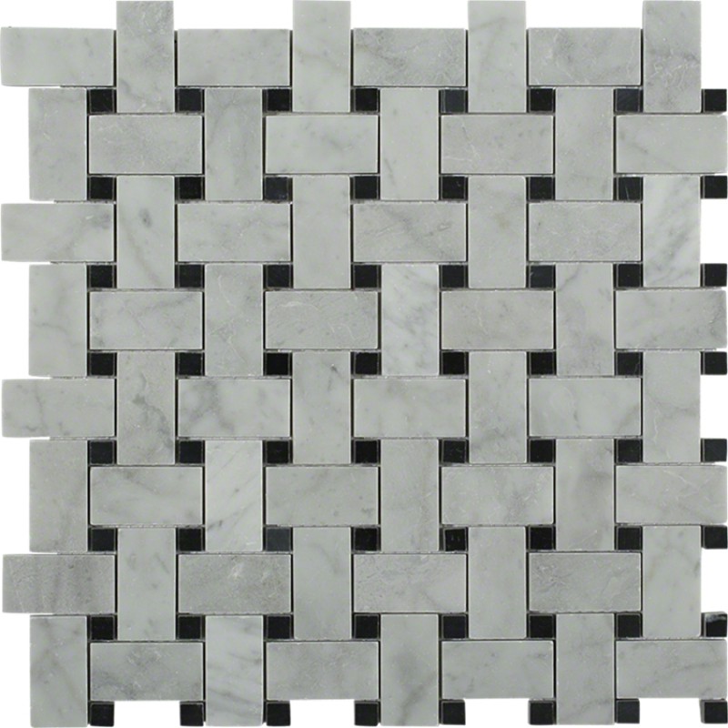 Bianco Carrara White Marble Mosaic Tile Basket Weave Style With Competitive Price