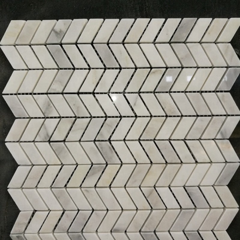 Calacatta Gold Herringbone Marble Mosaic