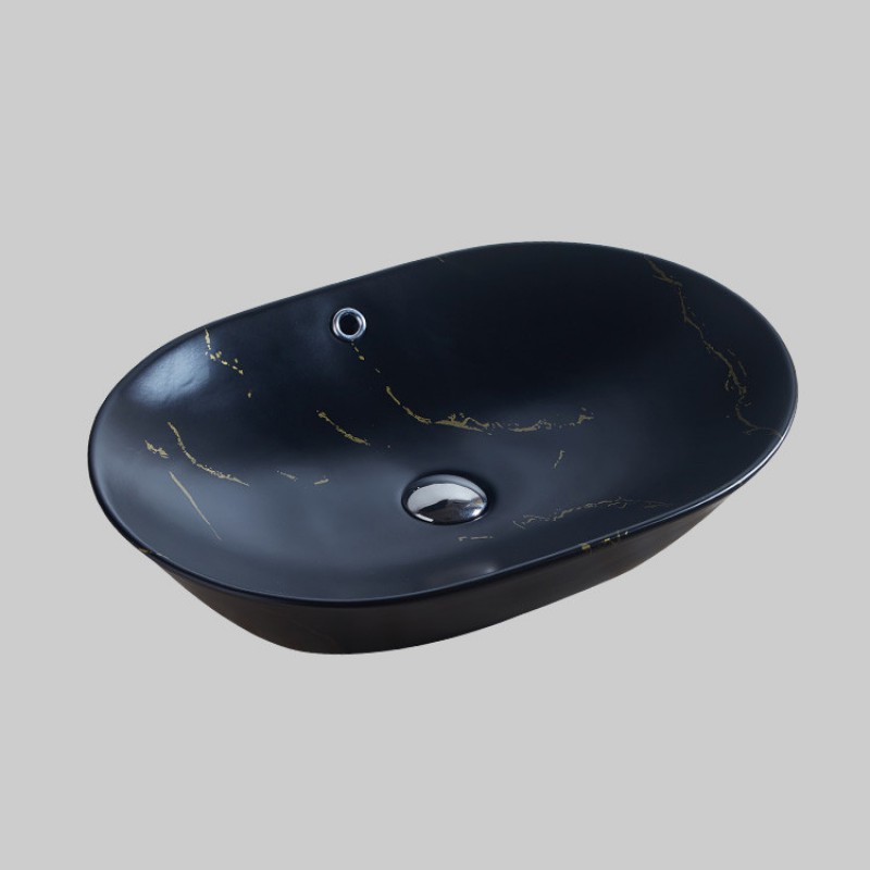 China Sanitary Ware Bathroom Counter Top Basin Black Marble Basin