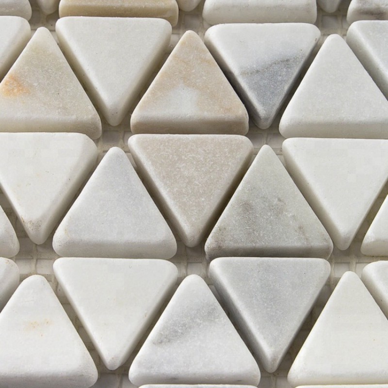 Backsplash Mosaic And Bathroom Triangle Marble Mosaic Tile