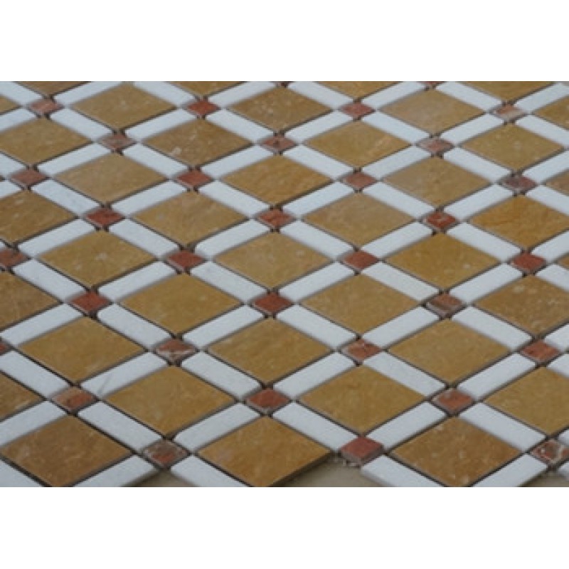 Mix Gold And White Diamond Mosaic Marble Tile