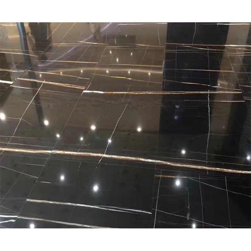 Sahara Noir Black Marble Polished Tiles