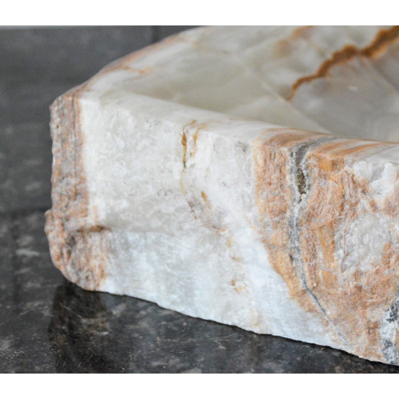 White Onyx Luxury New Design Natural Stone Bathroom Wash Hand Basin