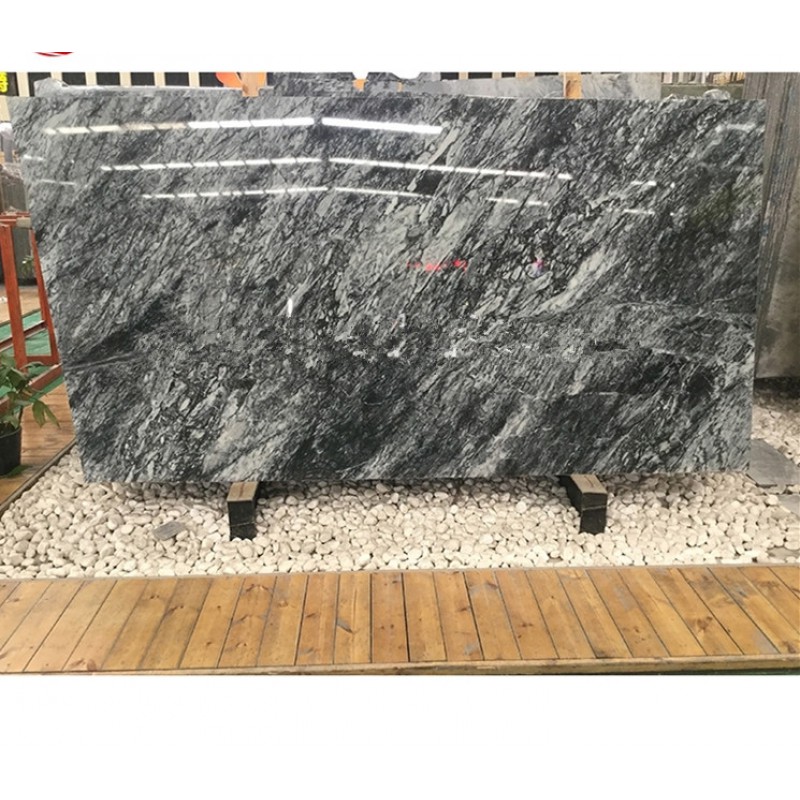 Wholesale Polished Black Agate Marble Slab With White Vein