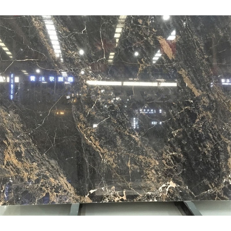 Engineered Polished Black Verde Assoluto Marble Slab For Decoration