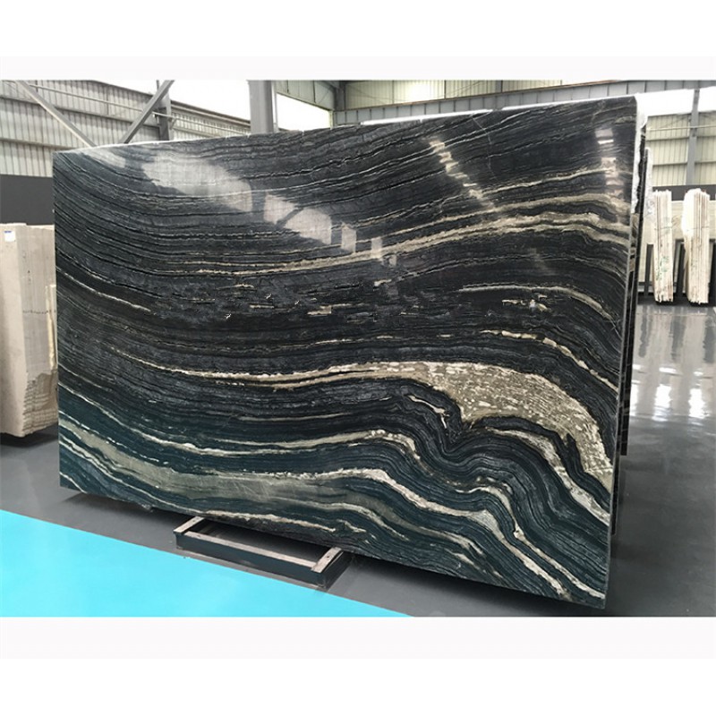 High Polish Black Antique Wooden Marble Slab Price