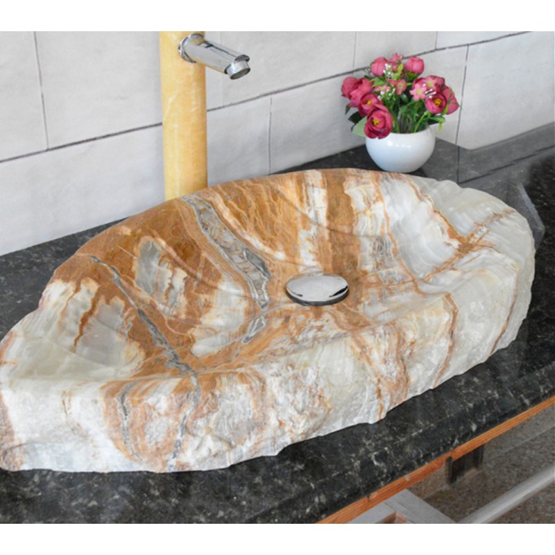 White Onyx Luxury New Design Natural Stone Bathroom Wash Hand Basin