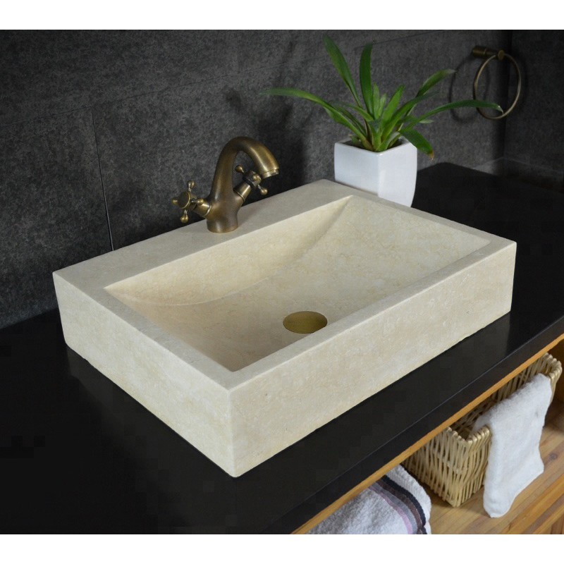 China Wholesale Factory Price Rectangular Counter Top Bathroom Vanity Stone Cabinet Basin