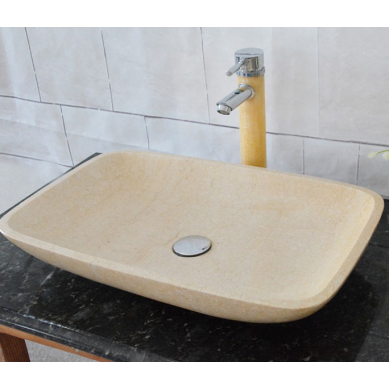 China Suppliers Rectangle Egyprt Cream Colored Natural Marble Stone Sink