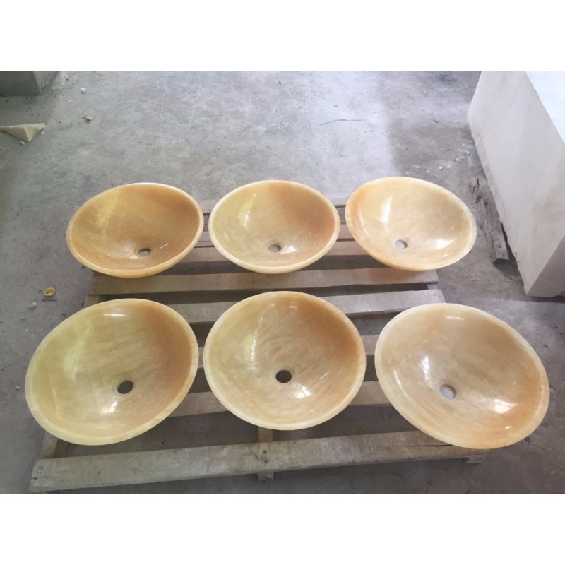 Chinese Yellow Onyx Natural Stone Sink