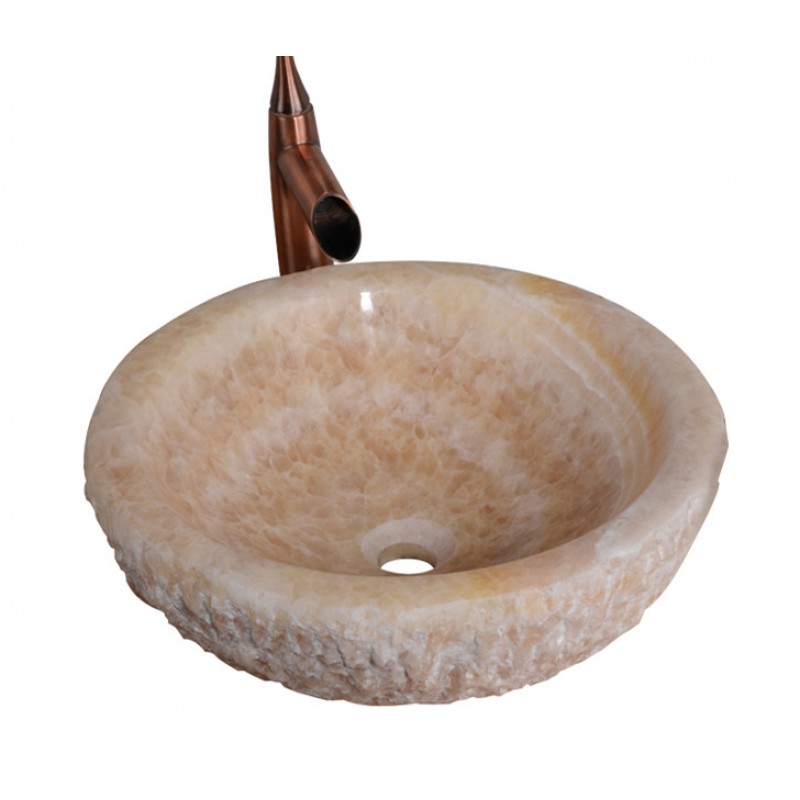 Honey Onyx Natural Stone Round Sink For Bathroom