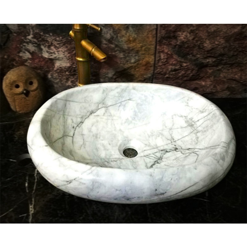 Popular Design Natural Bathroom White Marble Sink Top