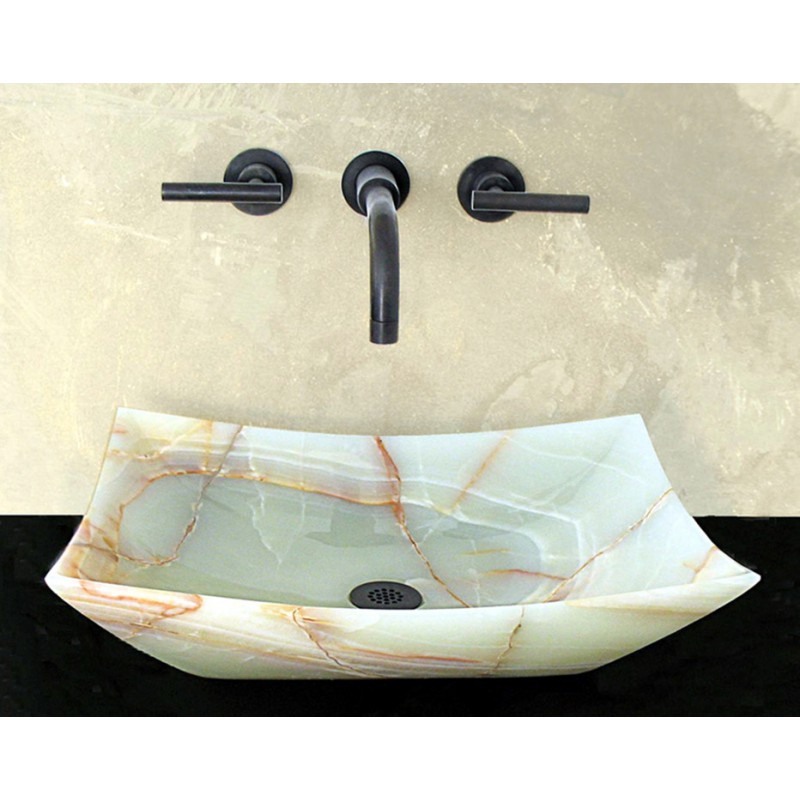 Rectangular Bathroom Sink Natural Green Onyx Basin