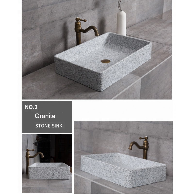 Grey Rectangle Countertop Granite Material Wash Basin