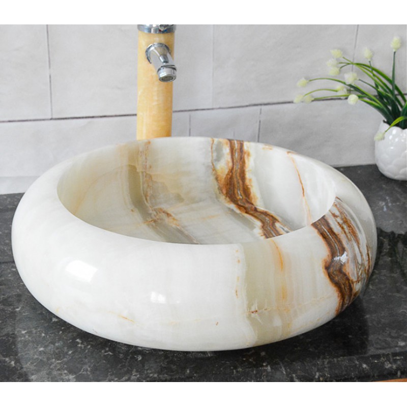 White Onyx Natural Stone Vessel Sink