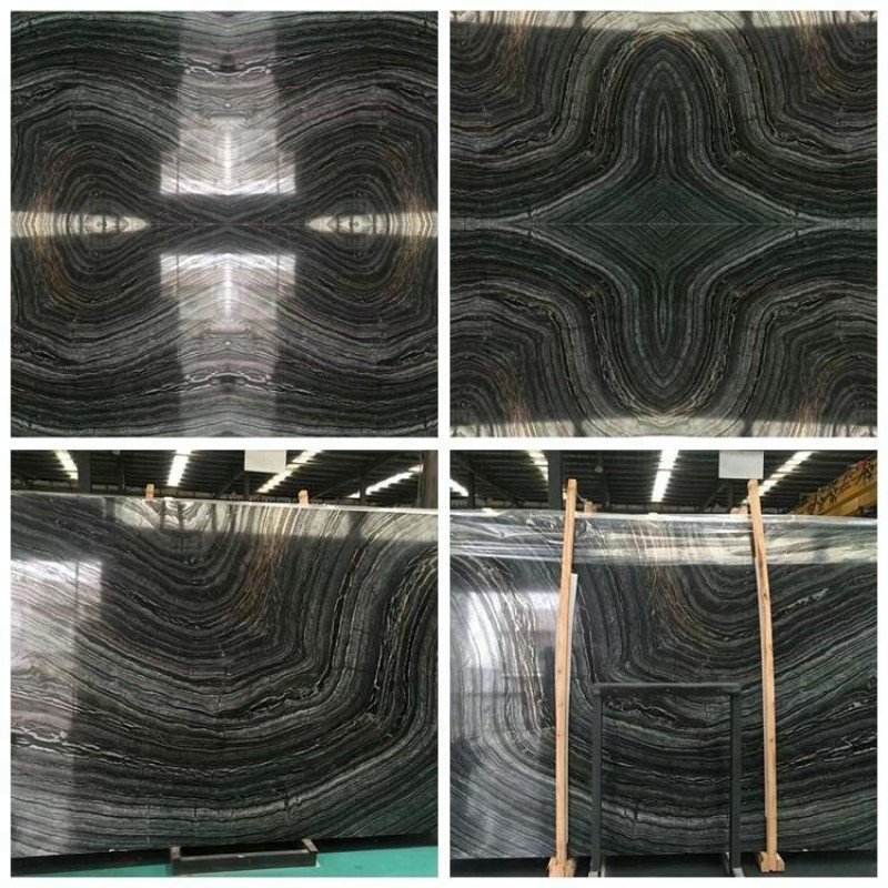 Ancient Wood Black Marble Tile With White Veins For Chinese Marble