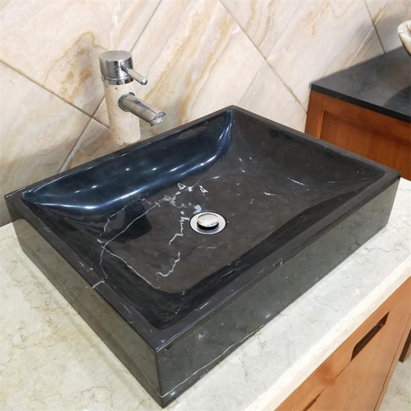 Customized Modern Black Marble Stone Sink Wash Basin