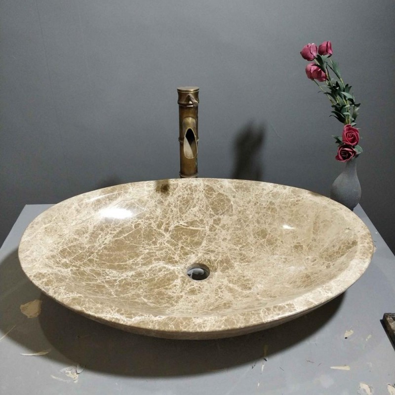 Emperador Light Marble Bathroom Wash Basin Stone Sink