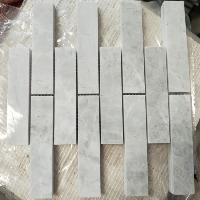 Customized Strip White Marble Stone Mosaic Tiles For Swimming Pool