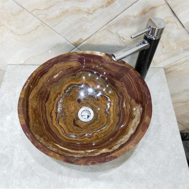 Natural Marble Stone Vessel Sink Bathroom Onyx Wash Basin