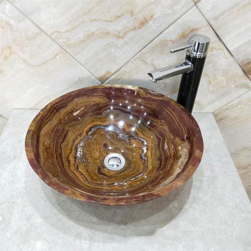 Natural Marble Stone Vessel Sink Bathroom Onyx Wash Basin