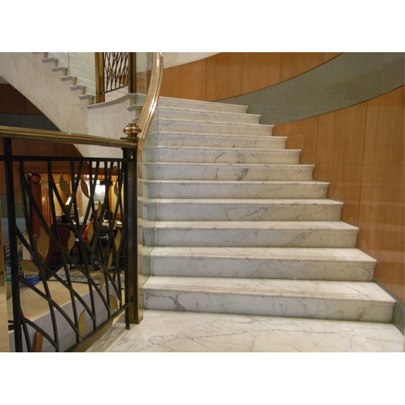 Nature White Marble Step Design For Stair Nosing